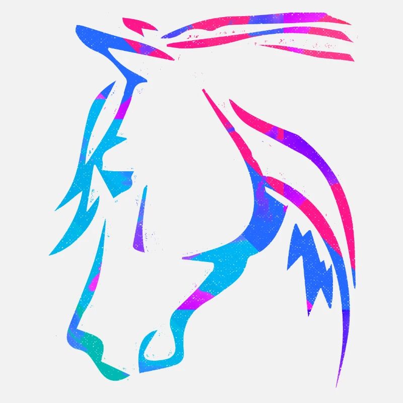 Cheval en rose - Dessin de tête de cheval - Équitation