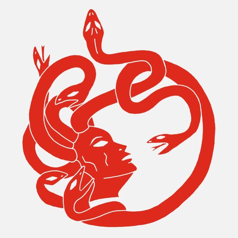 Frau mit Schlangenhaar (rot)