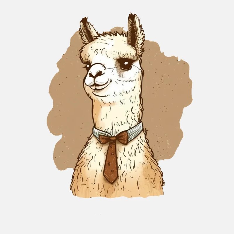 Freundliches Lama mit Fliege um den Hals