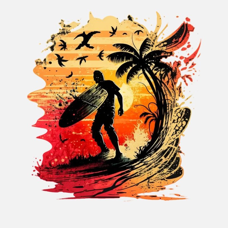 Cooler Surfer im ersten Morgenlicht