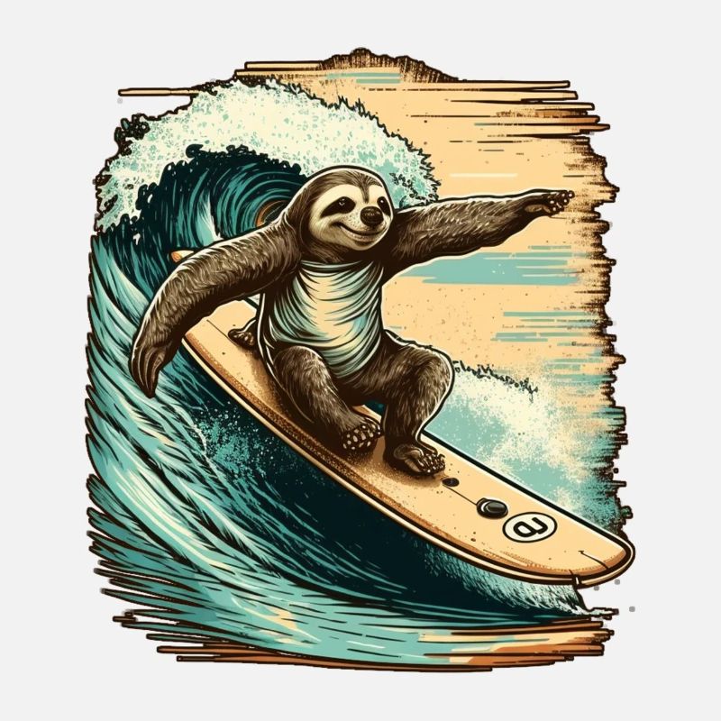 Le surf paresseux s’amuse dans les vagues