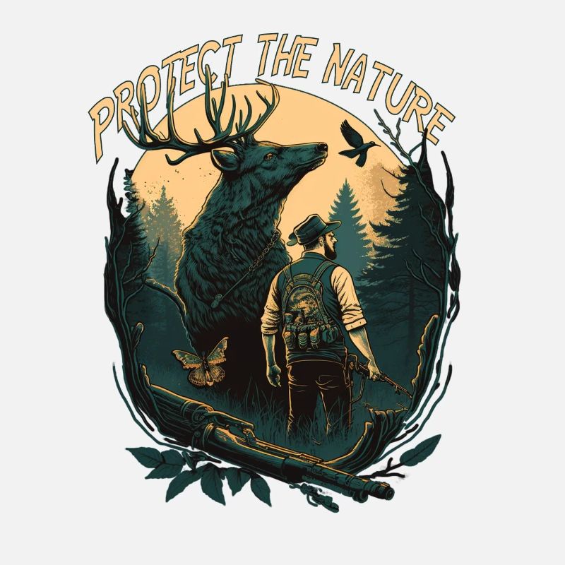 Chasseurs avec des animaux dans la forêt