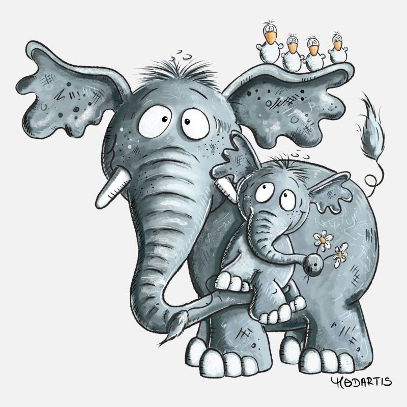 Maman éléphant et bébé éléphant