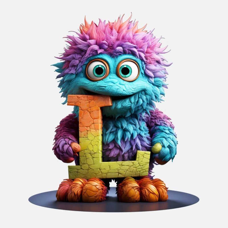 Regenbogenmonster mit Buchstabe L