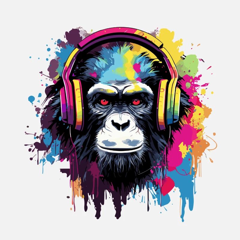 Affe mit Kopfhörer Musik