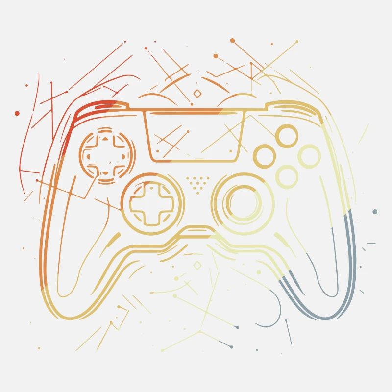 Gaming Controller Sketch Retro