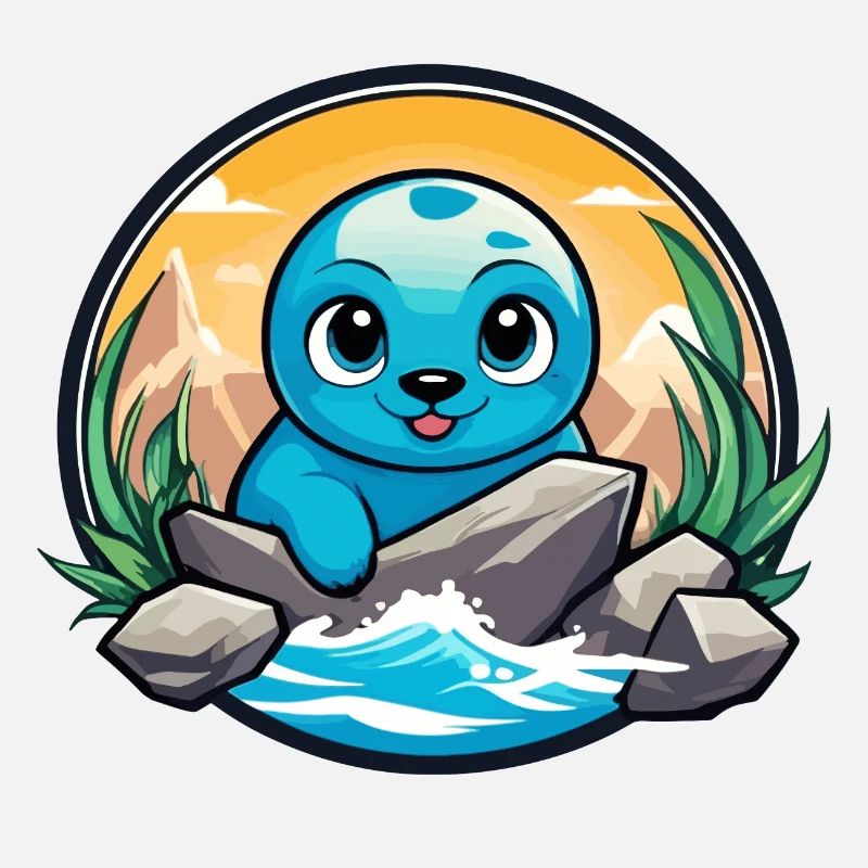 Little seal on rocks