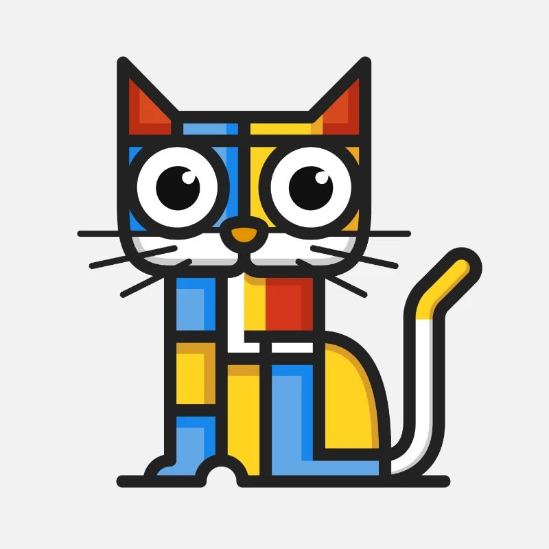 Bunte kubistische Illustration einer Katze