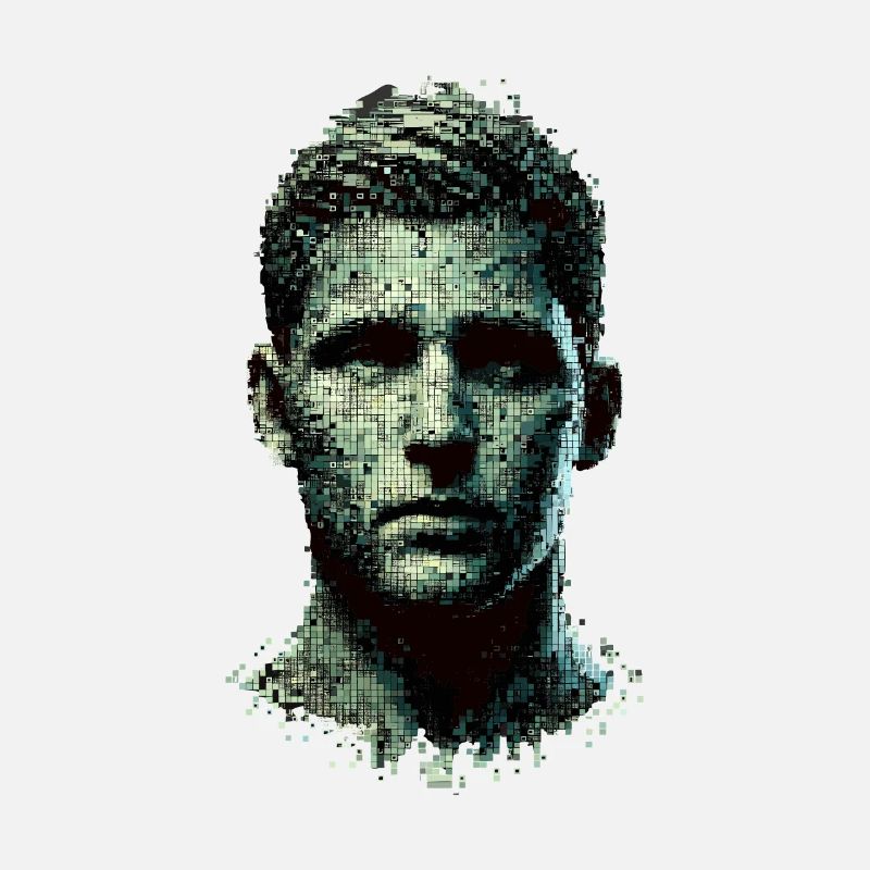 Pixel Art Mann Porträt Moderner Matrix-Stil
