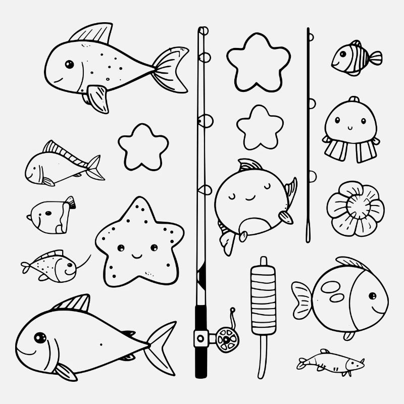 Style de bande dessinée de pêche