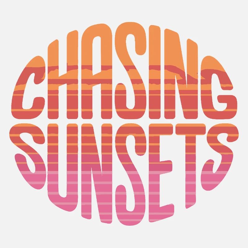 À la poursuite des couchers de soleil Typographie rétro du coucher de soleil