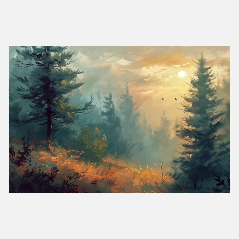 Forest Landscape Illustration Poster