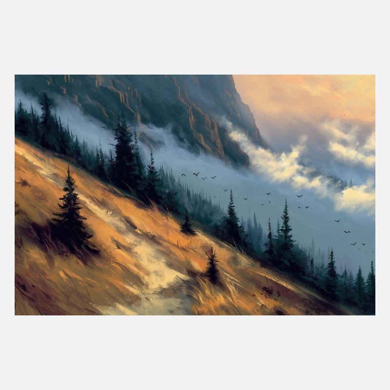 Mountain Landscape Illustration Poster