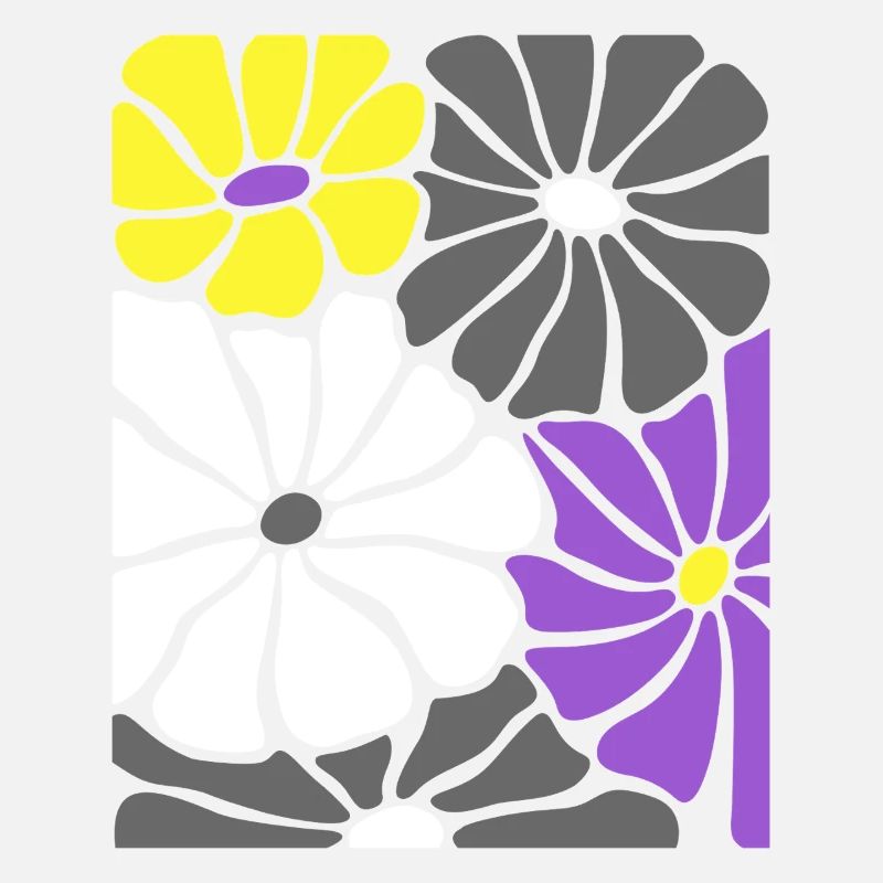 Nonbinary Pride Retro Blumen mit Enby Flag Farben