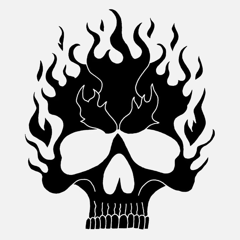 Black Flaming Skull