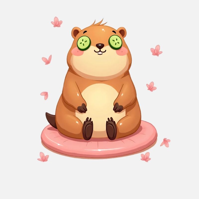 Mignon Capybara Concombre Oeil Oreiller médite