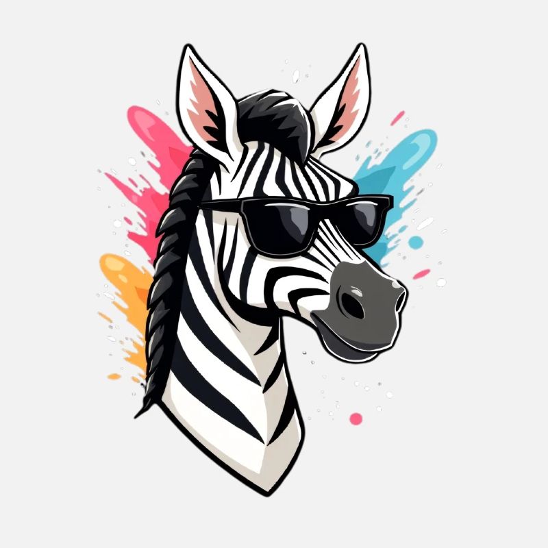 Cooles Zebra mit Sonnenbrille und bunten Farben