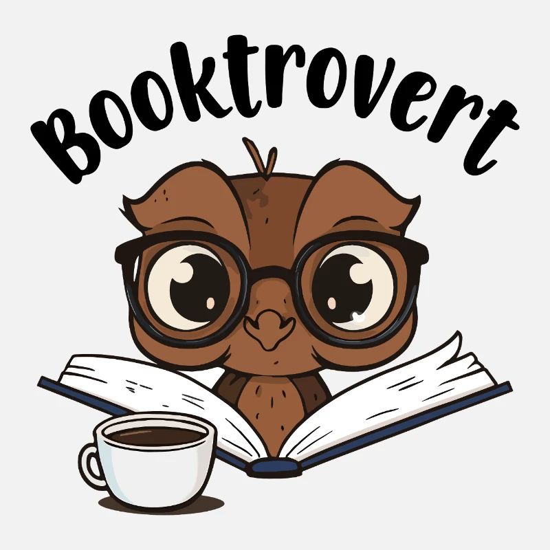 Booktrovert Owl with Book and Coffee