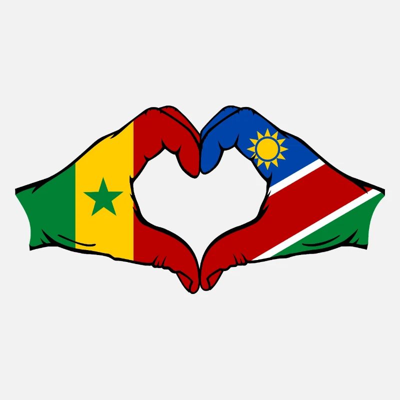 Senegal Namibia Flagge Hände Herzform