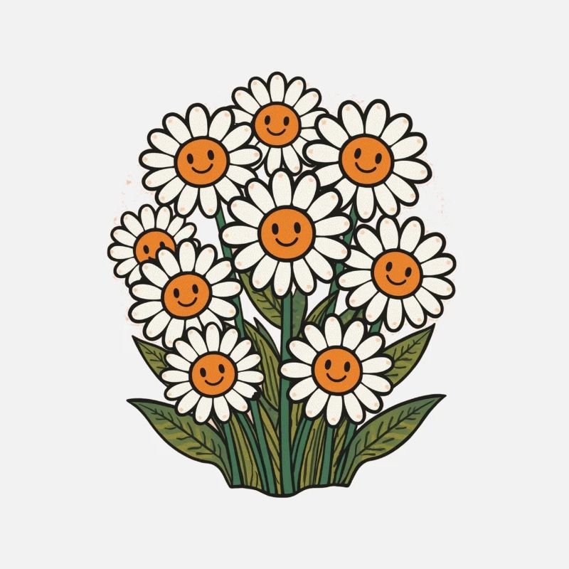 Fröhliche Blumen mit Smileys
