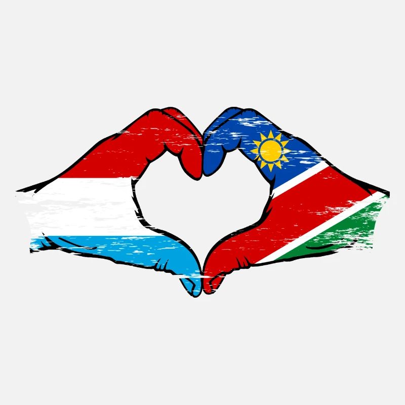 Luxembourg Namibia Flag Hands Heart Shape Used