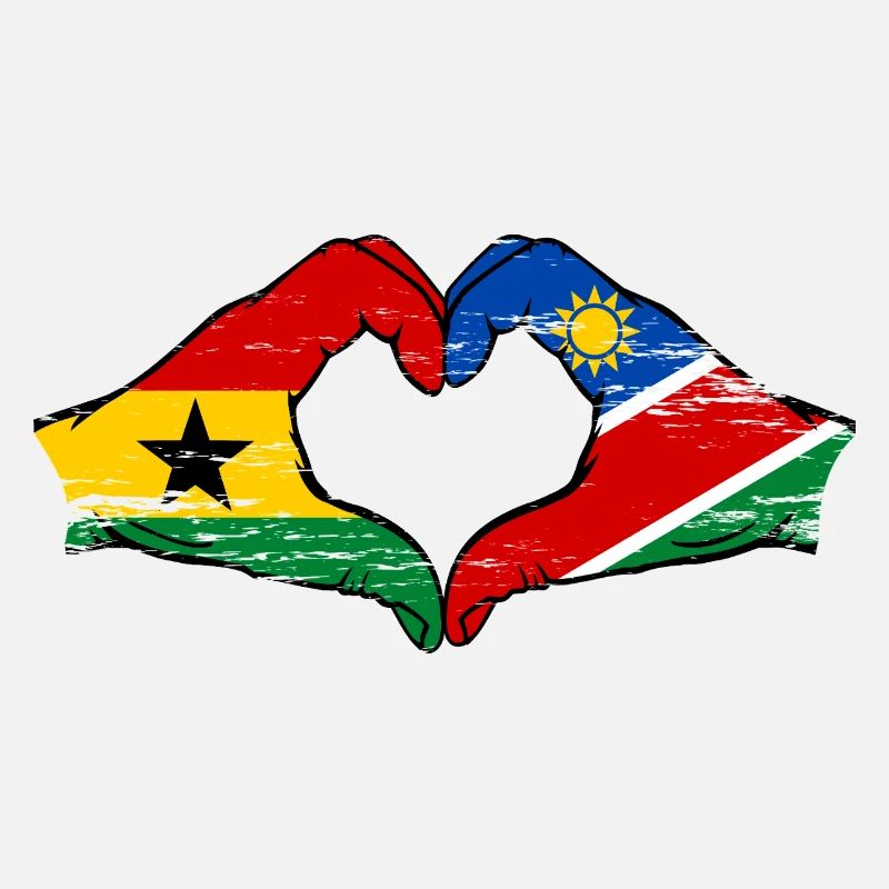 Ghana Namibia Flag Hands Heart Shape Used