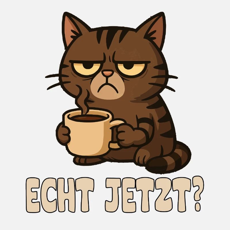 Mürrischer Katzen-Design mit Kaffeetasse