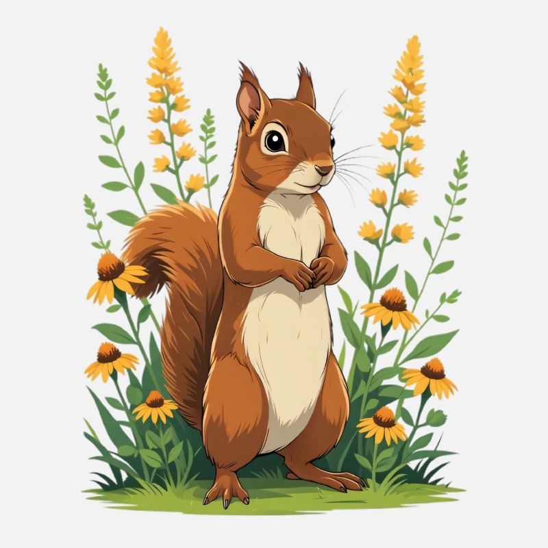 Charming squirrel with flower wreath