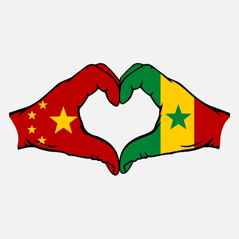 China Senegal Flag Hands Heart Shape