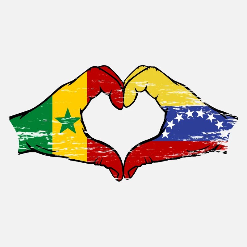 Sénégal Venezuela drapeau mains forme de coeur utilisé