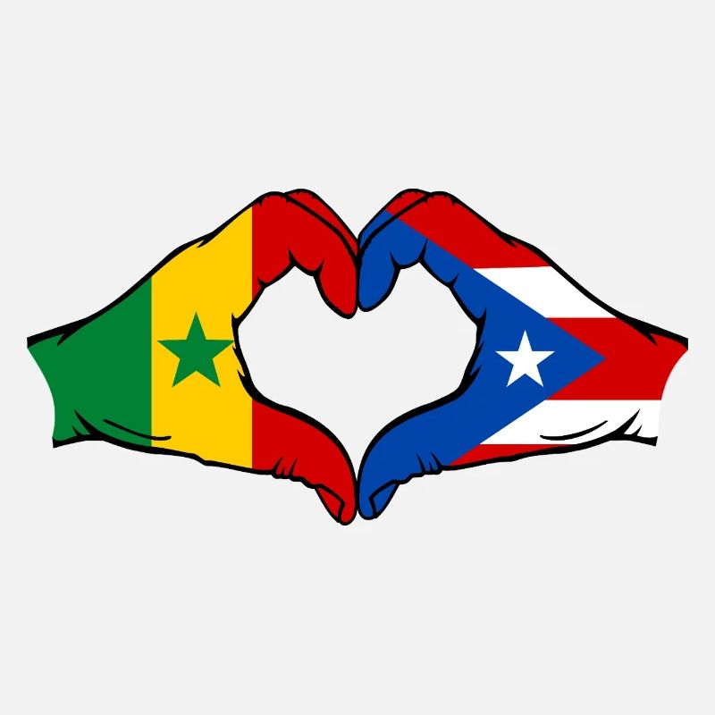 Sénégal Porto Rico drapeau mains forme de coeur utilisé