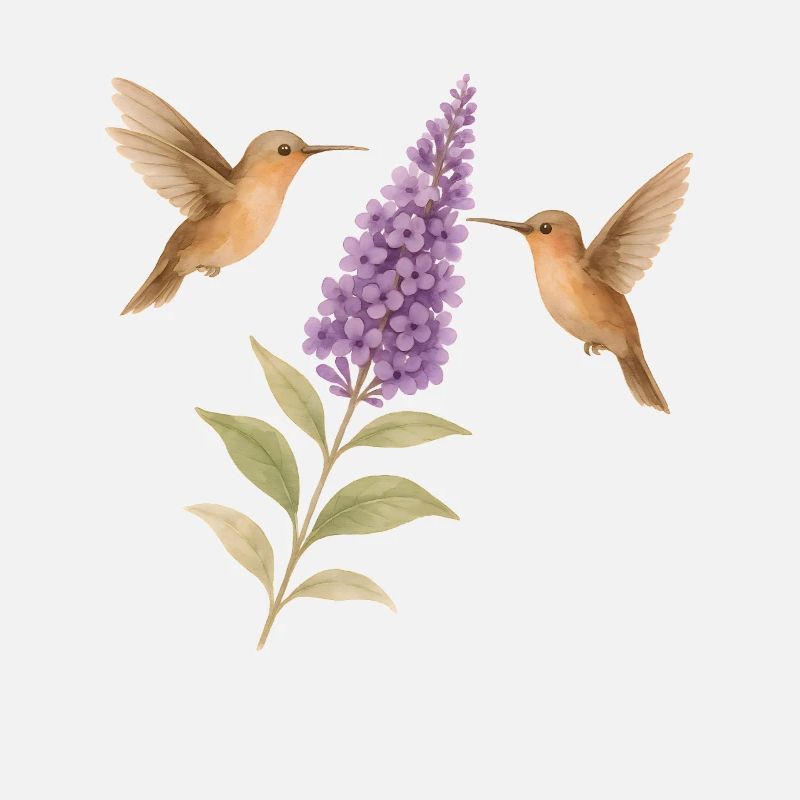 Kolibris mit Blüten Cottagecore
