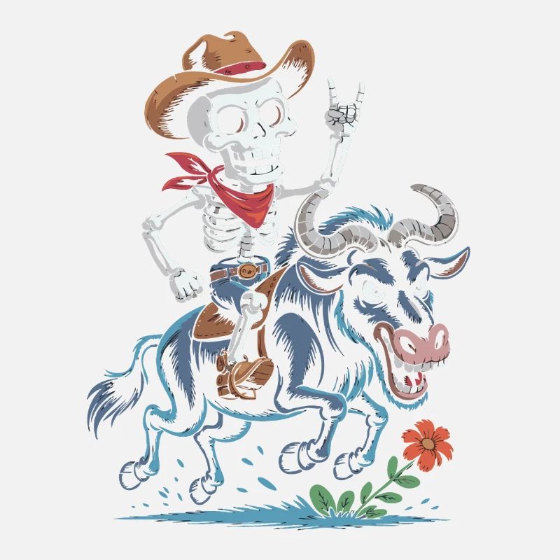 Skeleton Cowboy Rodeo on Wildebeest