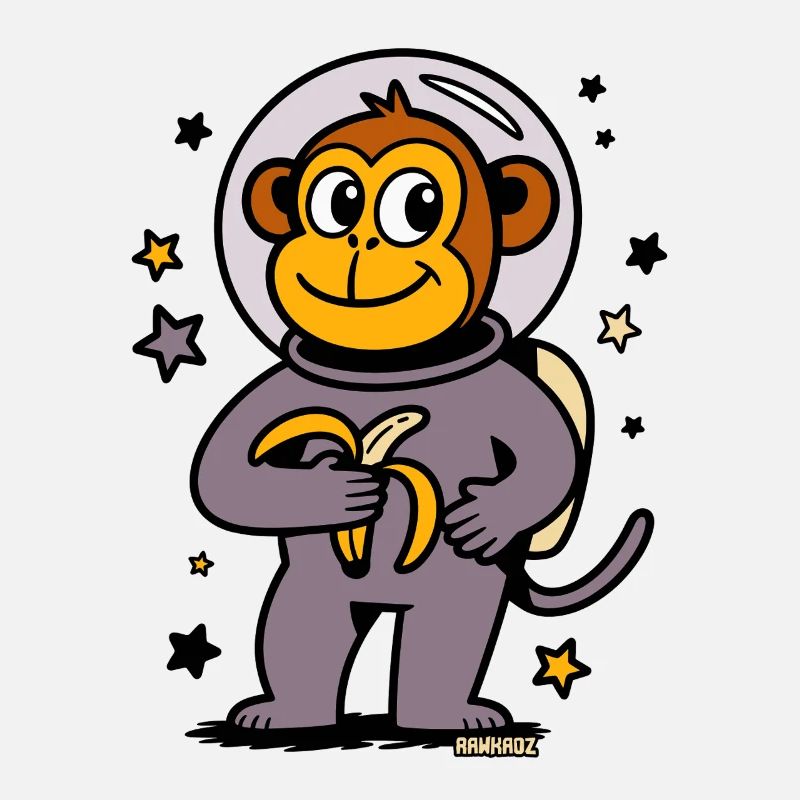 Fusées singe astronaute avec banane