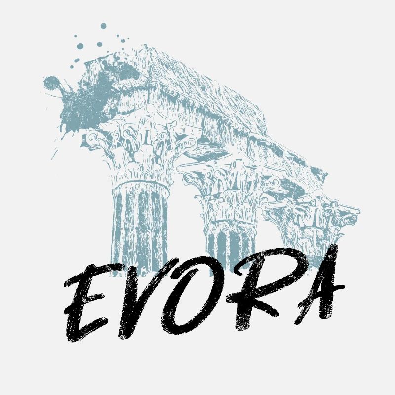 Illustration monochrome du temple romain d’Évora