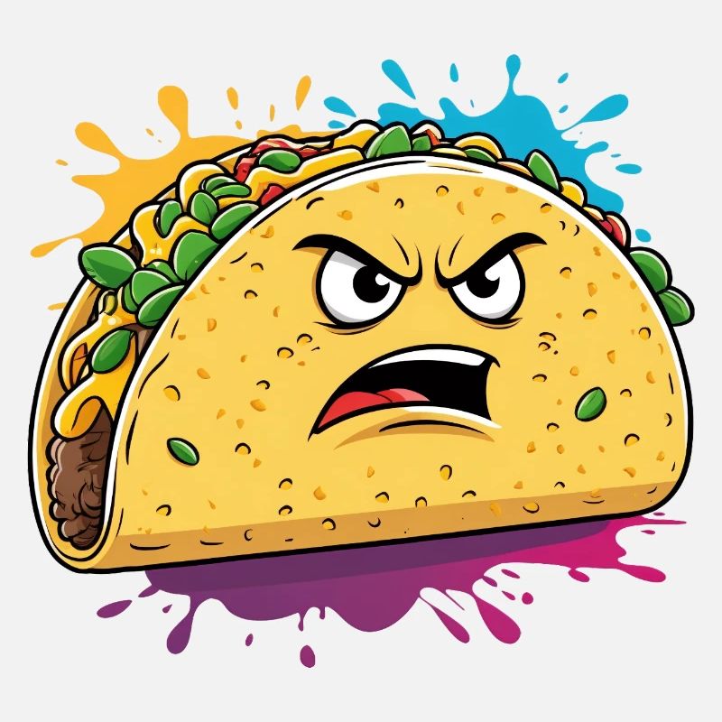 Angry Taco Cartoon Splash