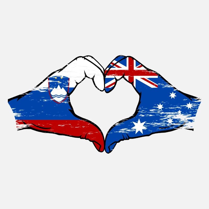 Australia Slovenia flags hands used