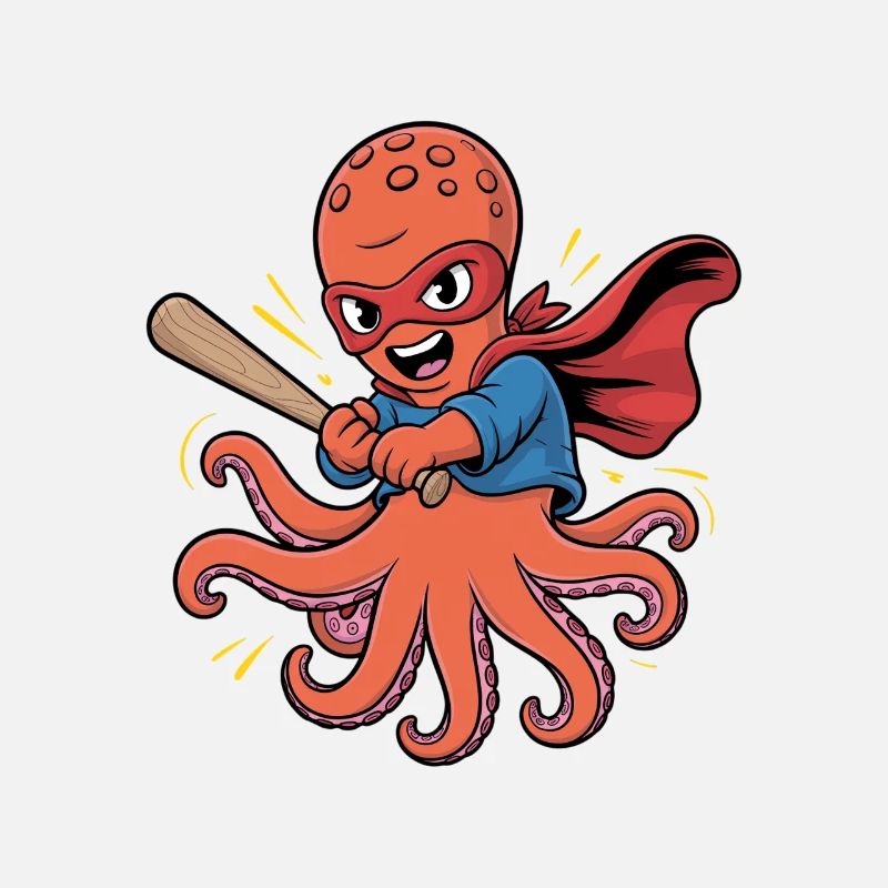 Baseball Octopus Superhero