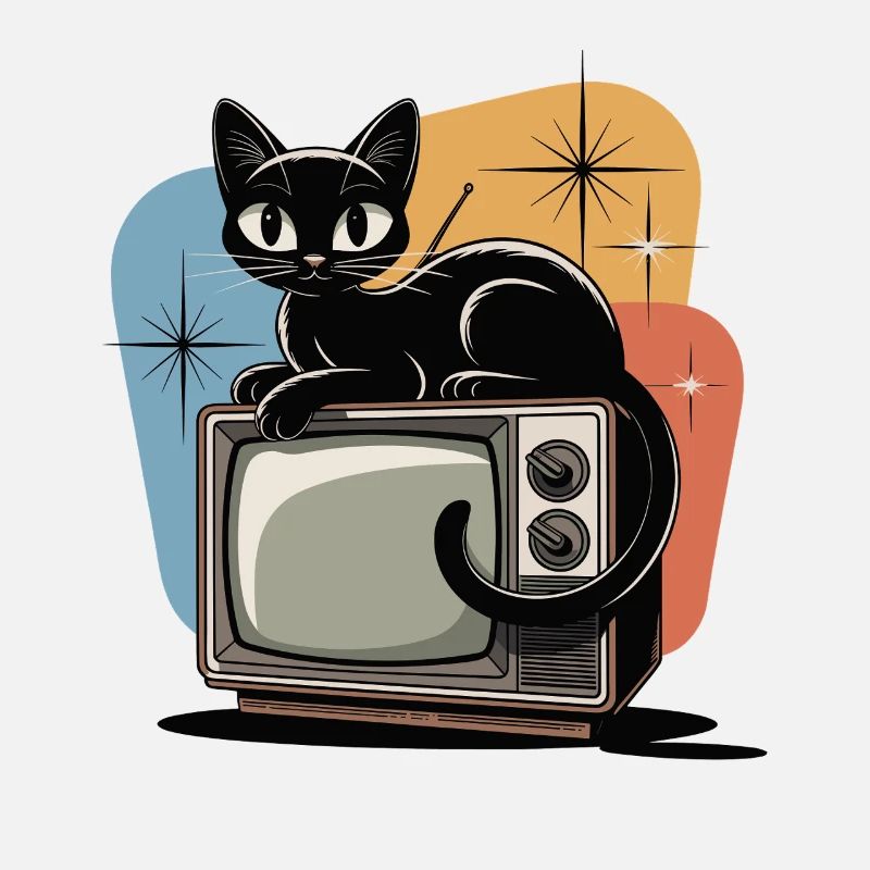 Atomique ère rétro chat vintage TV 50s 60s