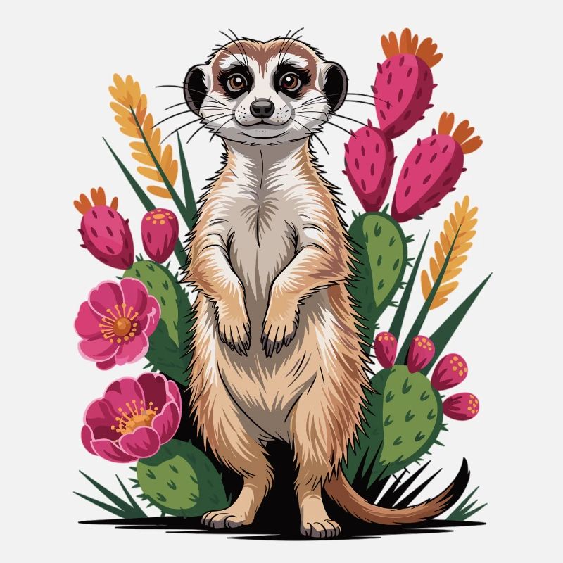 Suricate mignon entre cactus