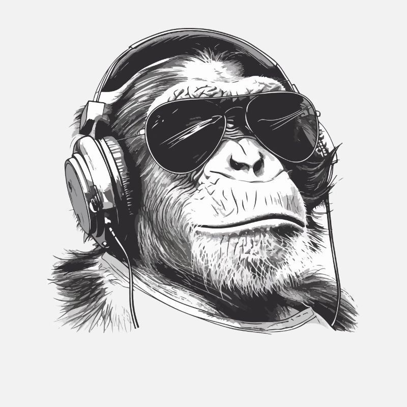 Monkey DJ avec casque