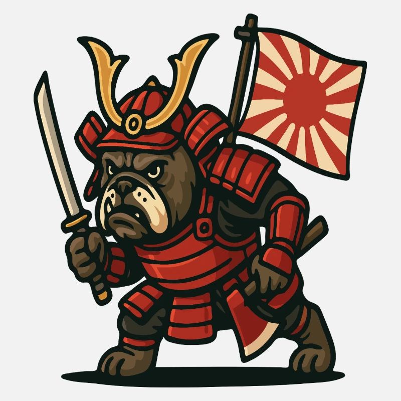 Samouraï Bulldog Warrior Japon Conception d’armure