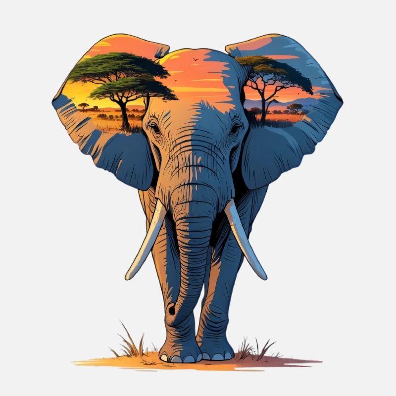 Elephant silhouette in sunset