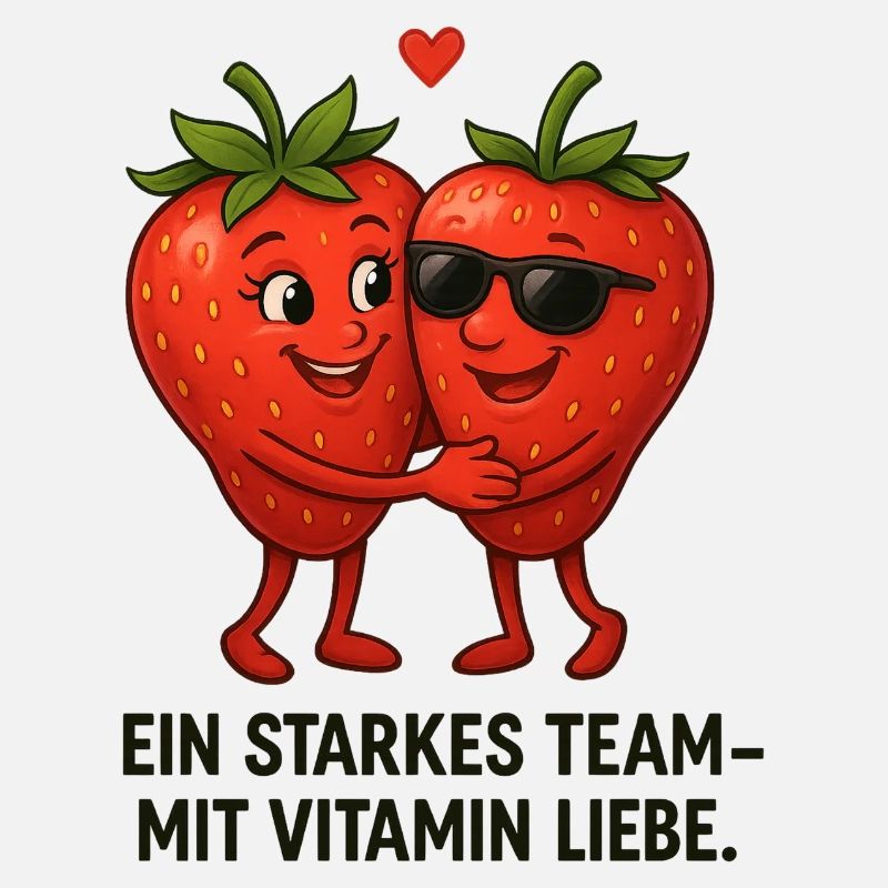 Erdbeere starkes Team Liebe Paar karikatur 