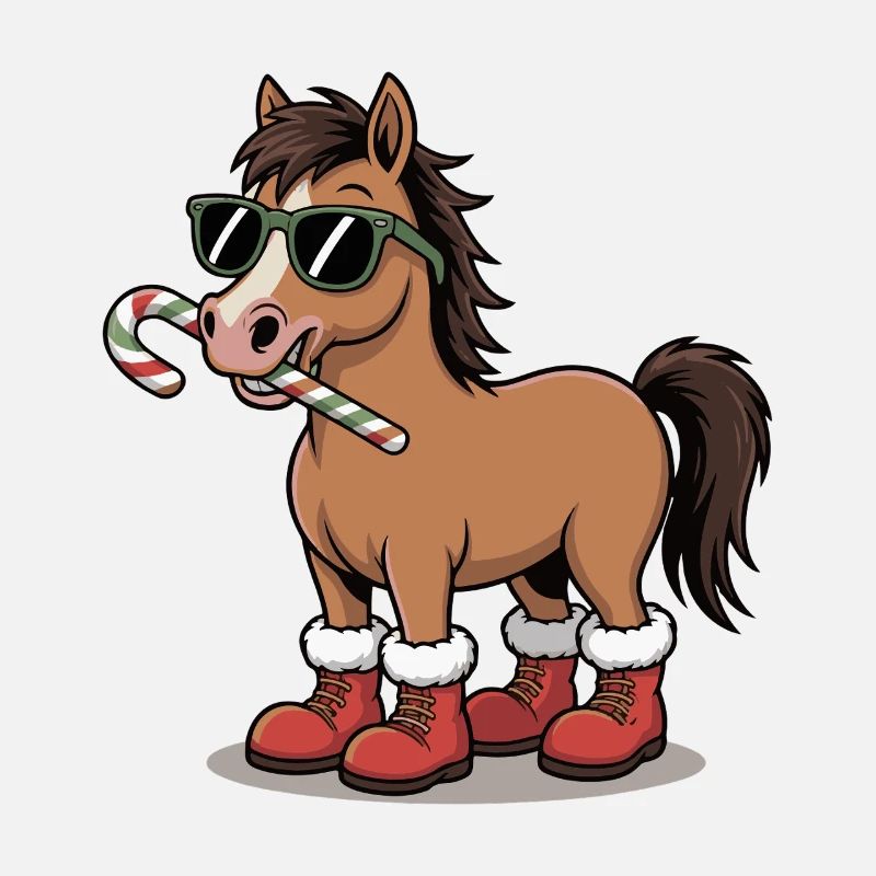 Winterpferd im Candy Cane Stil