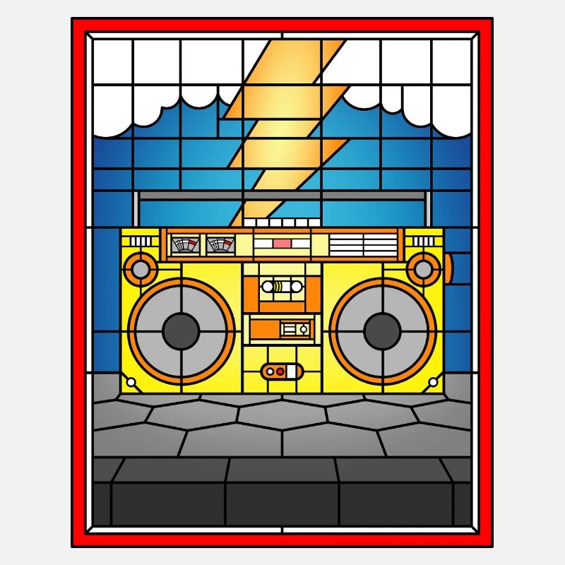 Buntglas-Boombox mit Blitz