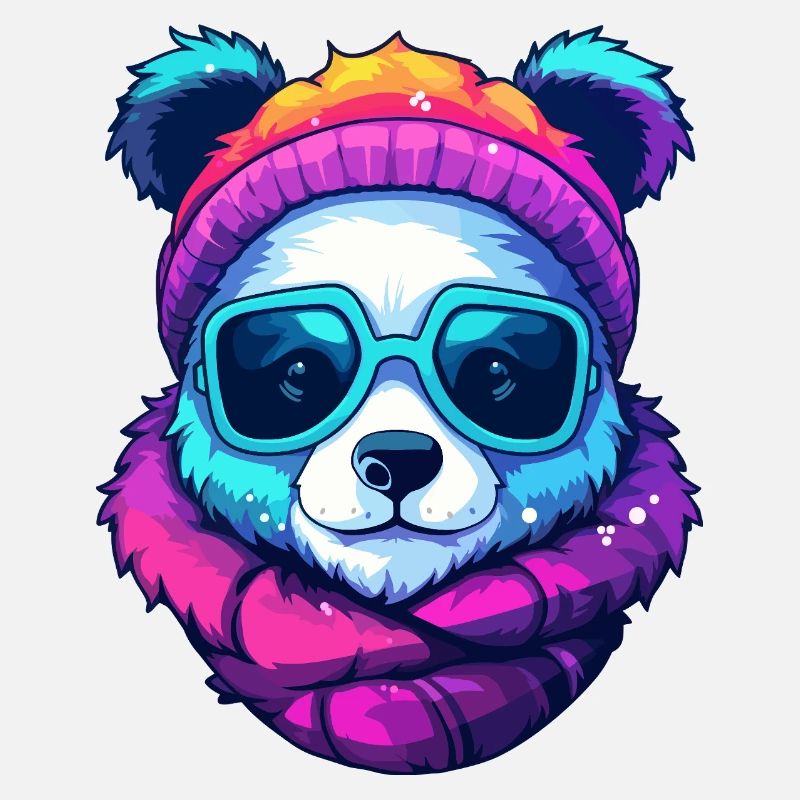 Neon-Regenbogenbär-Straßenstil mit Sonnenbrille