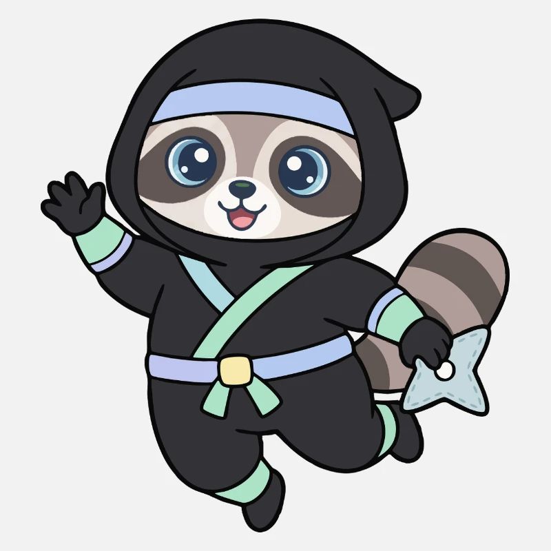 Ninja Waschbär im Ninja-Outfit
