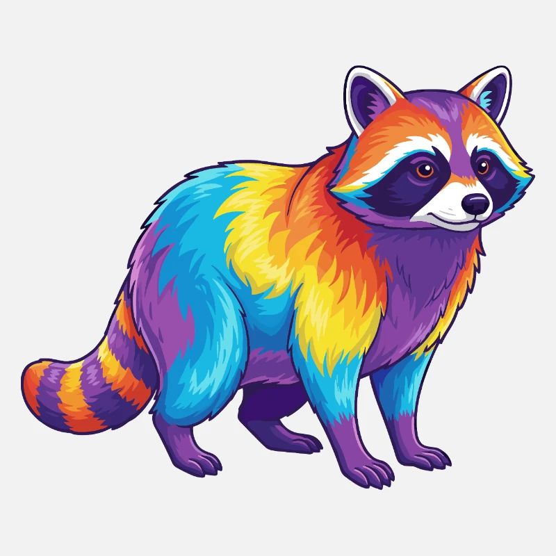 Bunter Waschbär-Regenbogen-Pop-Art-Aquarell