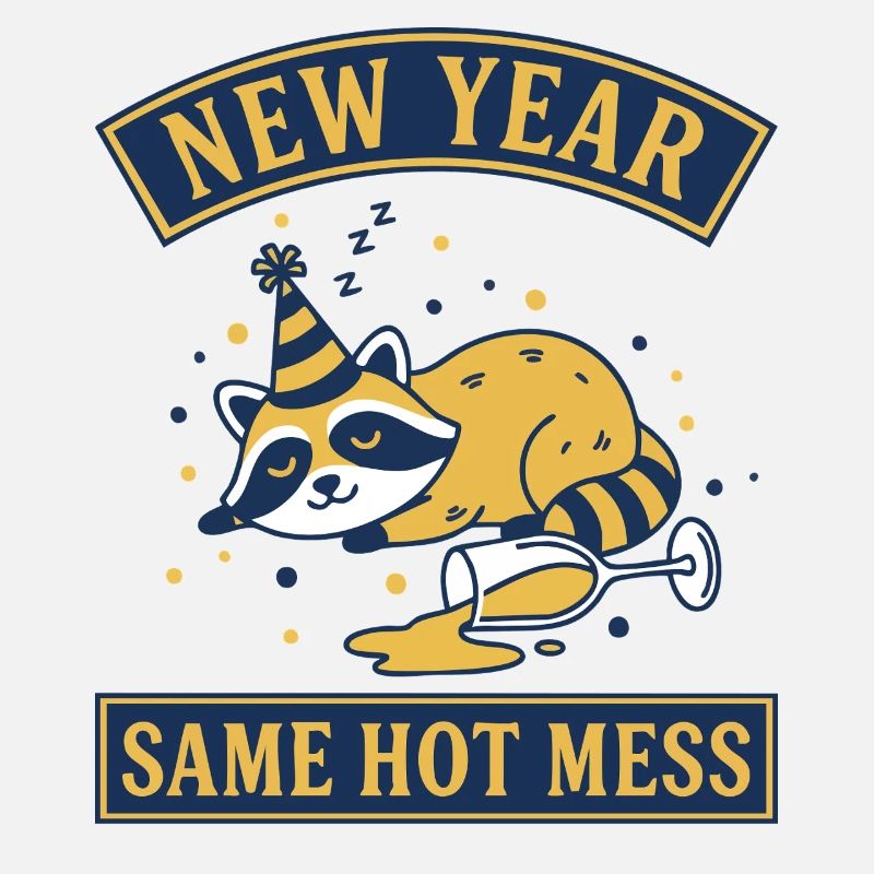 Neujahr Dasselbe Durcheinander Lustiges Waschbärendesign